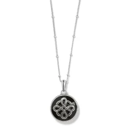Brighton Interlok Noir Reversible Necklace Silver-Black Clearance