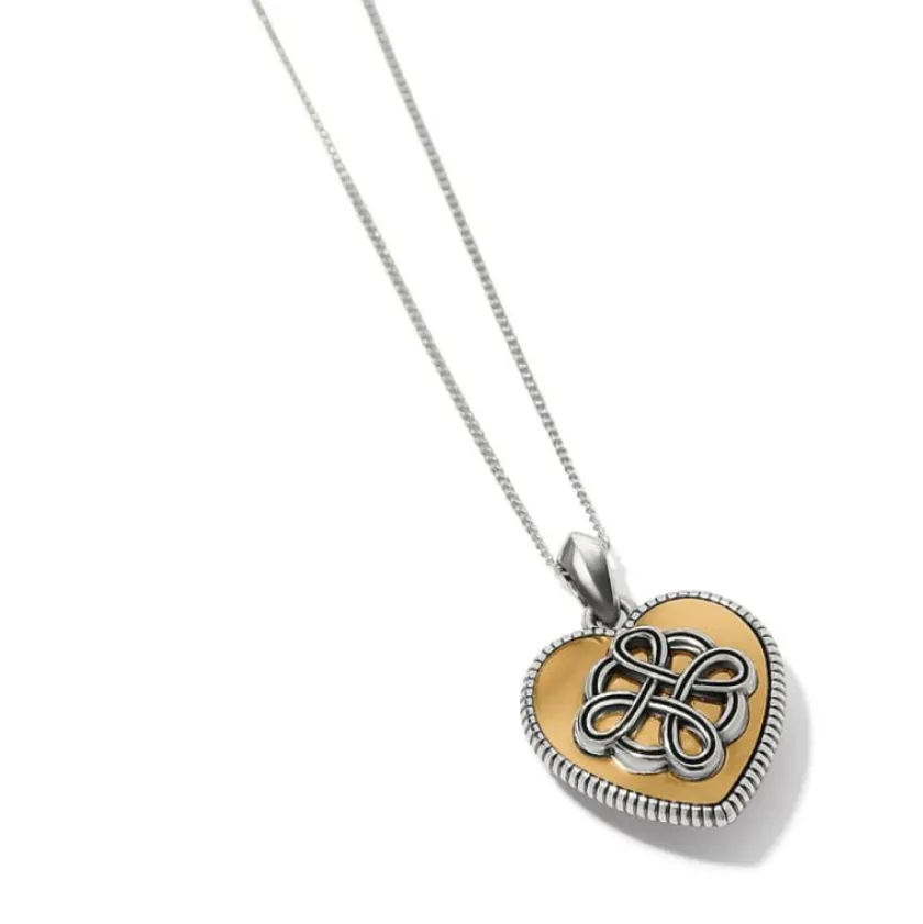 Brighton Interlok Noir Reversible Heart Necklace Gold-Black Discount