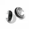 Brighton Interlok Noir Small Hoop Earrings Silver-Black Fashion
