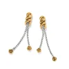 Brighton Interlok Twist Double Chain Post Drop Earrings Silver-Gold Clearance