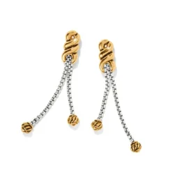 Brighton Interlok Twist Double Chain Post Drop Earrings Silver-Gold Clearance