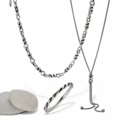 Brighton Interlok Twist Lariat Necklace Silver New