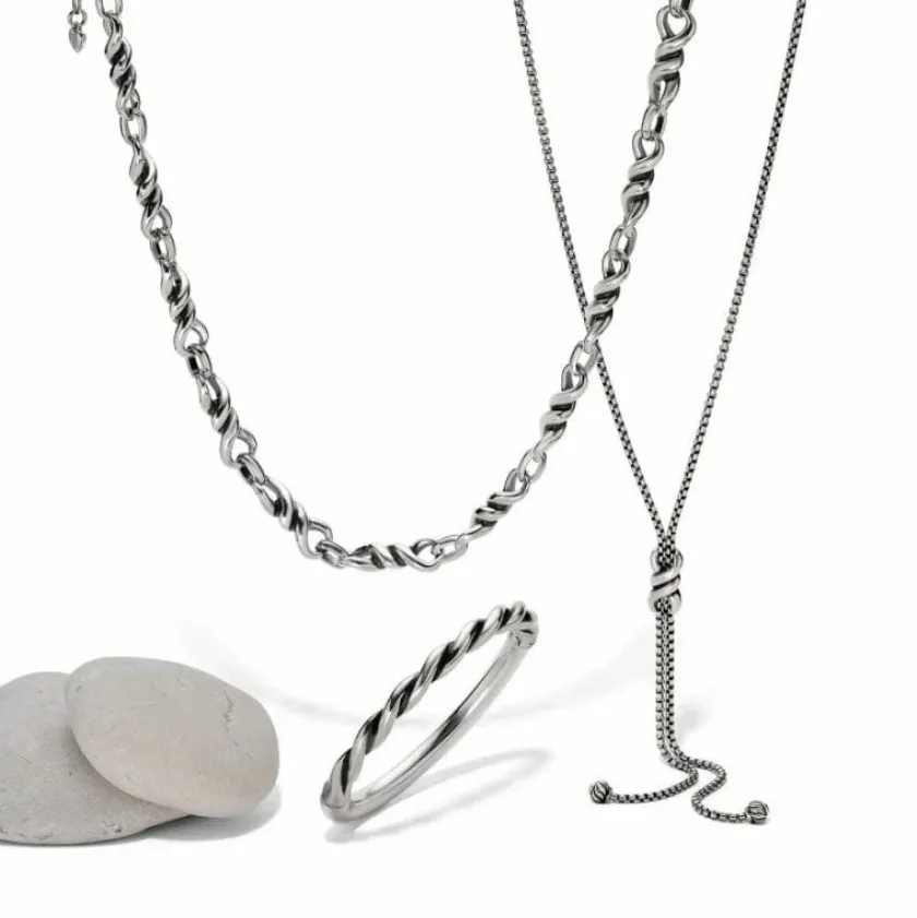 Brighton Interlok Twist Lariat Necklace Silver New
