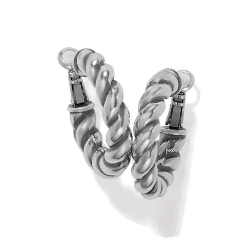 Brighton Interlok Twist Medium Leverback Hoop Earrings Silver Sale