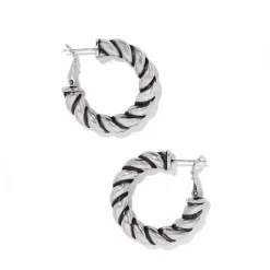 Brighton Interlok Twist Medium Leverback Hoop Earrings Silver Sale