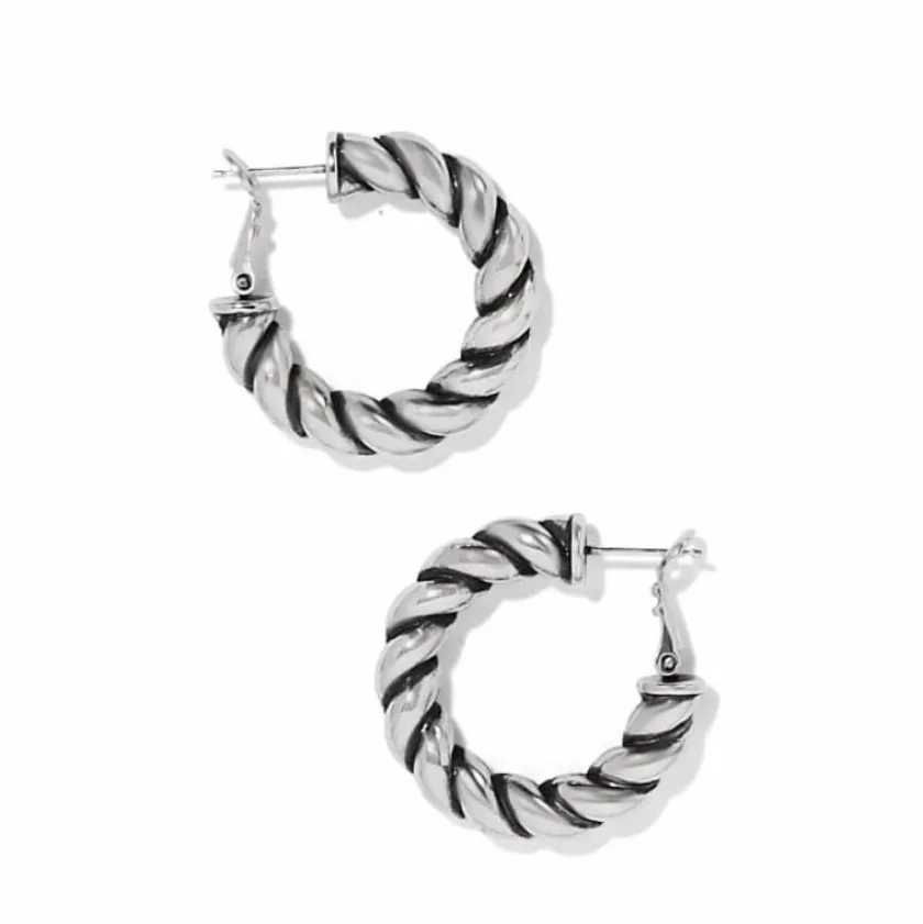 Brighton Interlok Twist Medium Leverback Hoop Earrings Silver Sale
