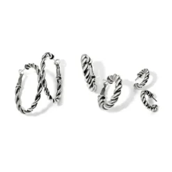 Brighton Interlok Twist Medium Leverback Hoop Earrings Silver Sale