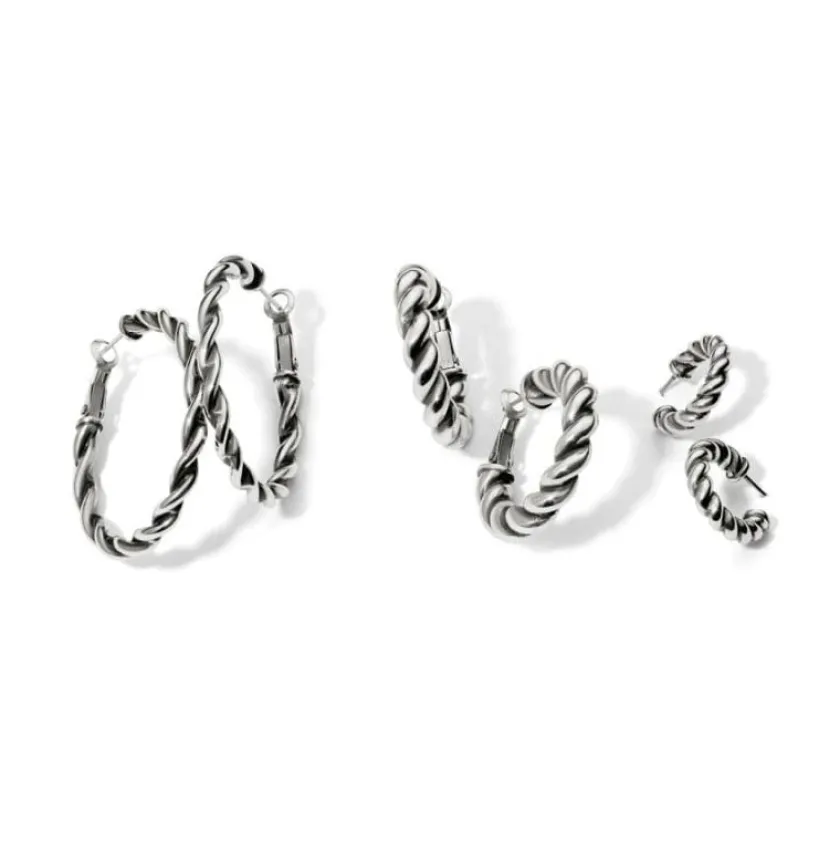 Brighton Interlok Twist Medium Leverback Hoop Earrings Silver Sale
