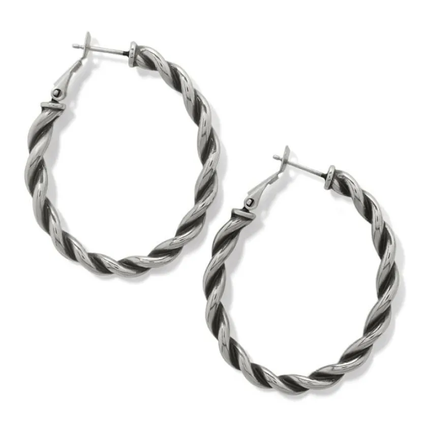 Brighton Interlok Twist Oval Leverback Hoop Earrings Silver Best