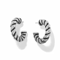 Brighton Interlok Twist Small Post Hoop Earrings Silver New