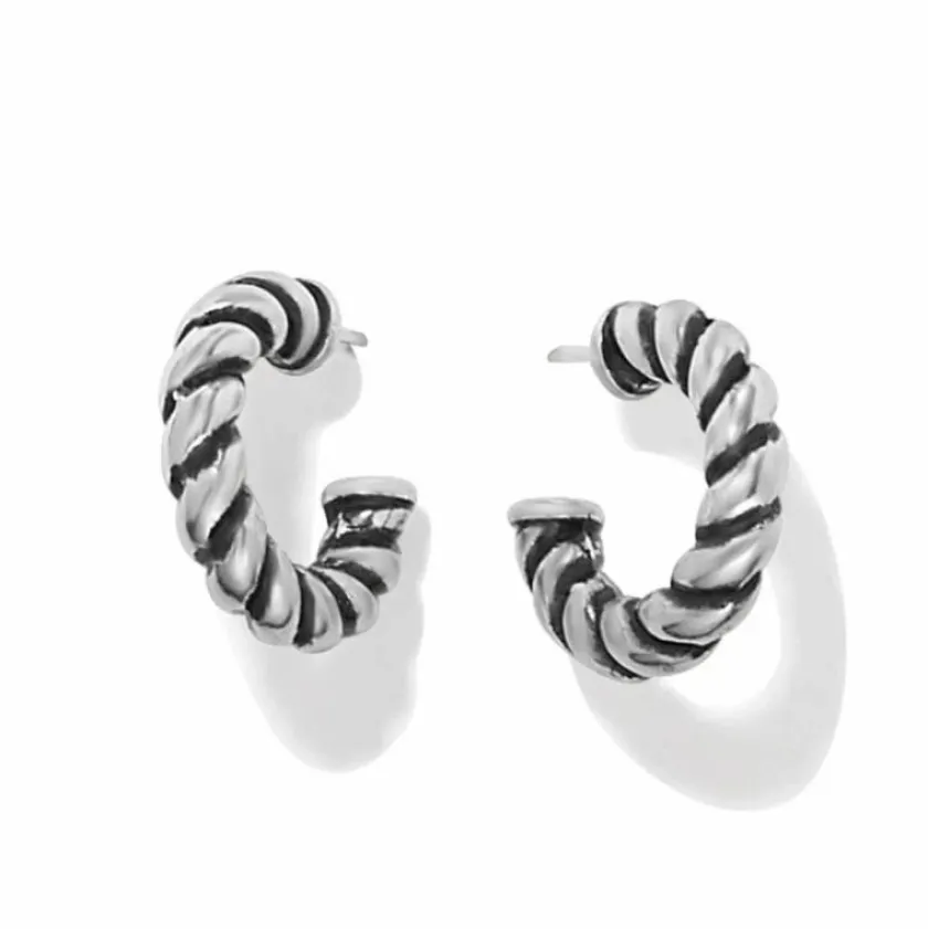 Brighton Interlok Twist Small Post Hoop Earrings Silver New