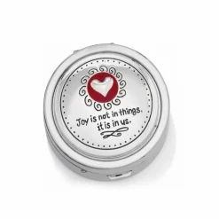 Brighton Joyful Heart Pill Box Silver-Red Discount