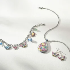 Brighton Kyoto In Bloom Butterfly Charm Bracelet Silver-Multi New
