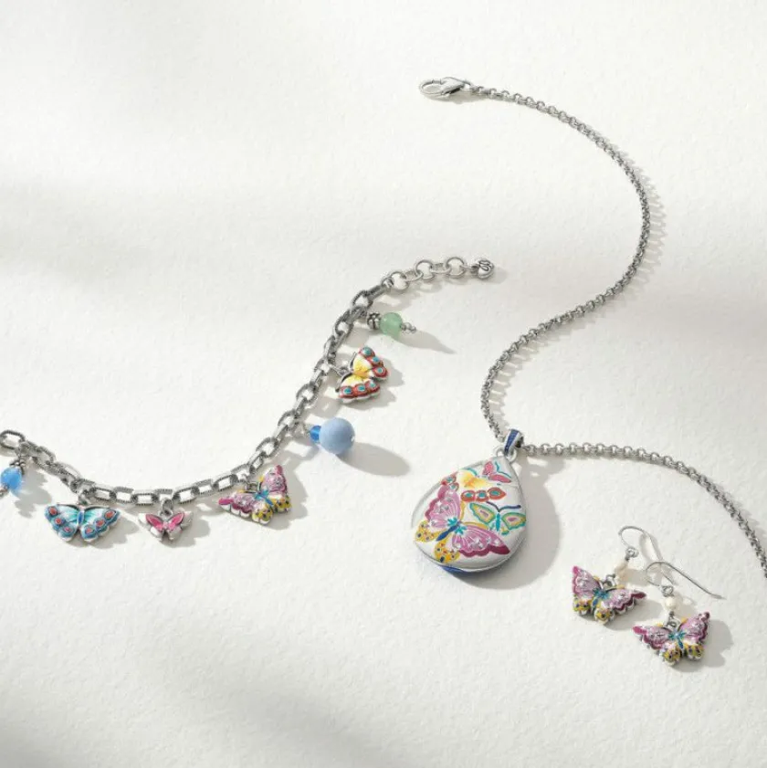 Brighton Kyoto In Bloom Butterfly Charm Bracelet Silver-Multi New