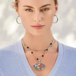 Brighton Kyoto In Bloom Fan Necklace Silver-Multi Discount