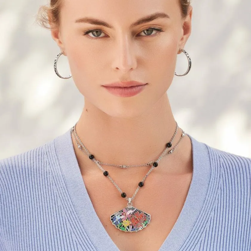 Brighton Kyoto In Bloom Fan Necklace Silver-Multi Discount