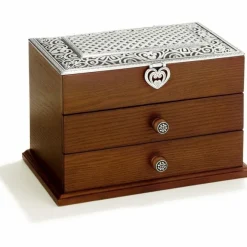 Brighton Lacie Daisy Jewelry Chest Silver-Wood Clearance