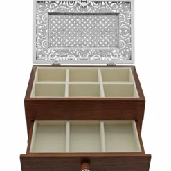 Brighton Lacie Daisy Jewelry Chest Silver-Wood Clearance