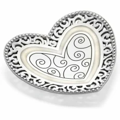 Brighton Lacie Daisy Trinket Heart Tray Silver Hot