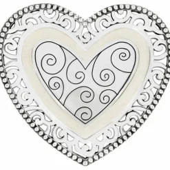 Brighton Lacie Daisy Trinket Heart Tray Silver Hot