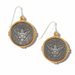 Brighton Lady Liberty French Wire Earrings Silver-Gold Sale