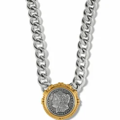 Brighton Lady Liberty Necklace Silver-Gold Discount