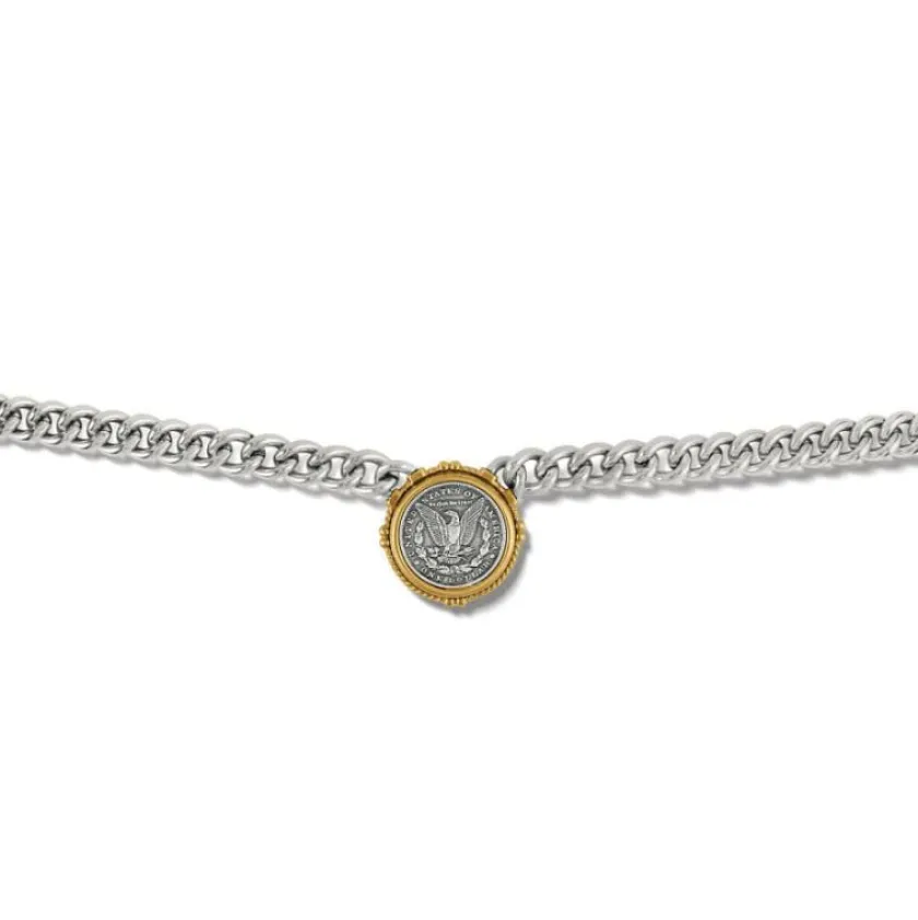 Brighton Lady Liberty Necklace Silver-Gold Discount
