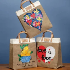 Brighton Let Love Grow Burlap Tote Multi Clearance