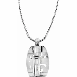 Brighton London Groove Badge Clip Necklace Silver Hot