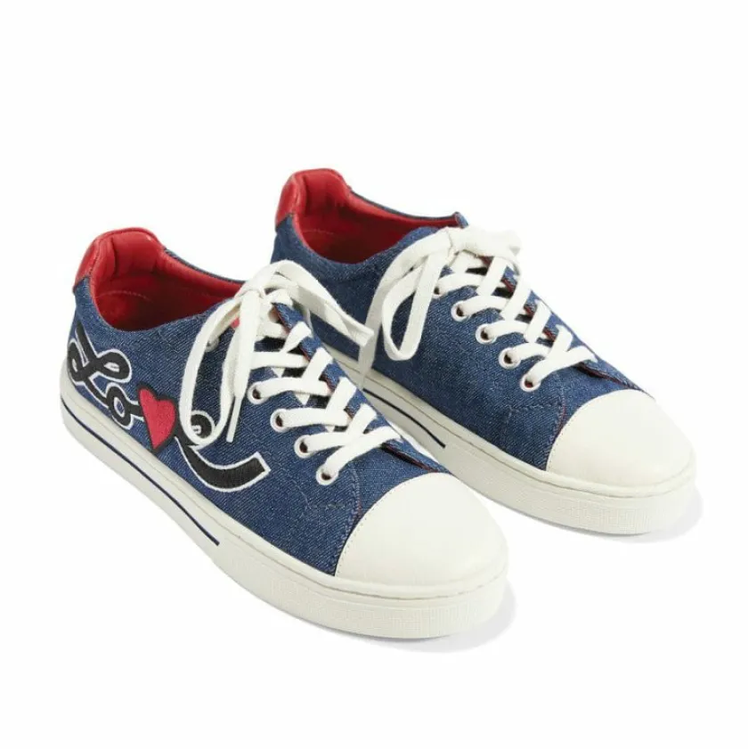 Brighton Love U Embroidered Sneakers Denim Sale