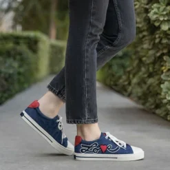 Brighton Love U Embroidered Sneakers Denim Sale
