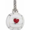 Brighton Love Volley Ball Charm Silver-White Hot