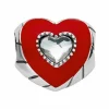 Brighton Lovely Heart Bead Silver-Red Clearance