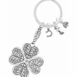 Brighton Lucky Clover Heart Key Fob Silver Clearance