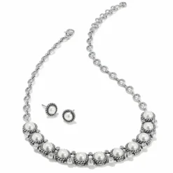 Brighton Luster Mini Post Earrings Silver-Pearl Hot