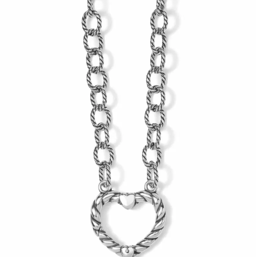 Brighton Mabel Heart Charm Holder Necklace Silver New
