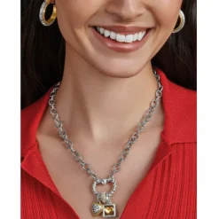 Brighton Mabel Heart Charm Holder Necklace Silver New