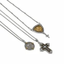 Brighton Madonna And Child Two Tone Necklace Silver-Gold New