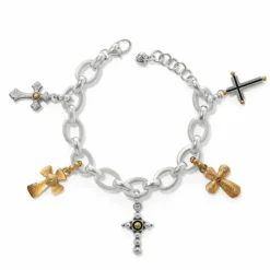Brighton Majestic Cross Charm Bracelet Silver-Gold Fashion