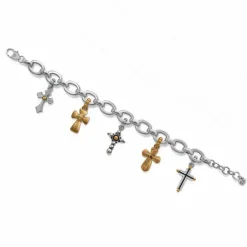 Brighton Majestic Cross Charm Bracelet Silver-Gold Fashion