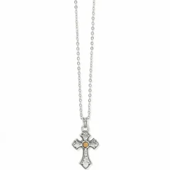 Brighton Majestic Regal Cross Reversible Necklace Silver-Gold Fashion
