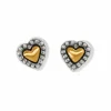 Brighton Marci Heart Post Earrings Silver-BrushedGold Online