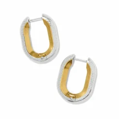 Brighton Medici Hinged Hoop Earrings Silver-Gold Discount