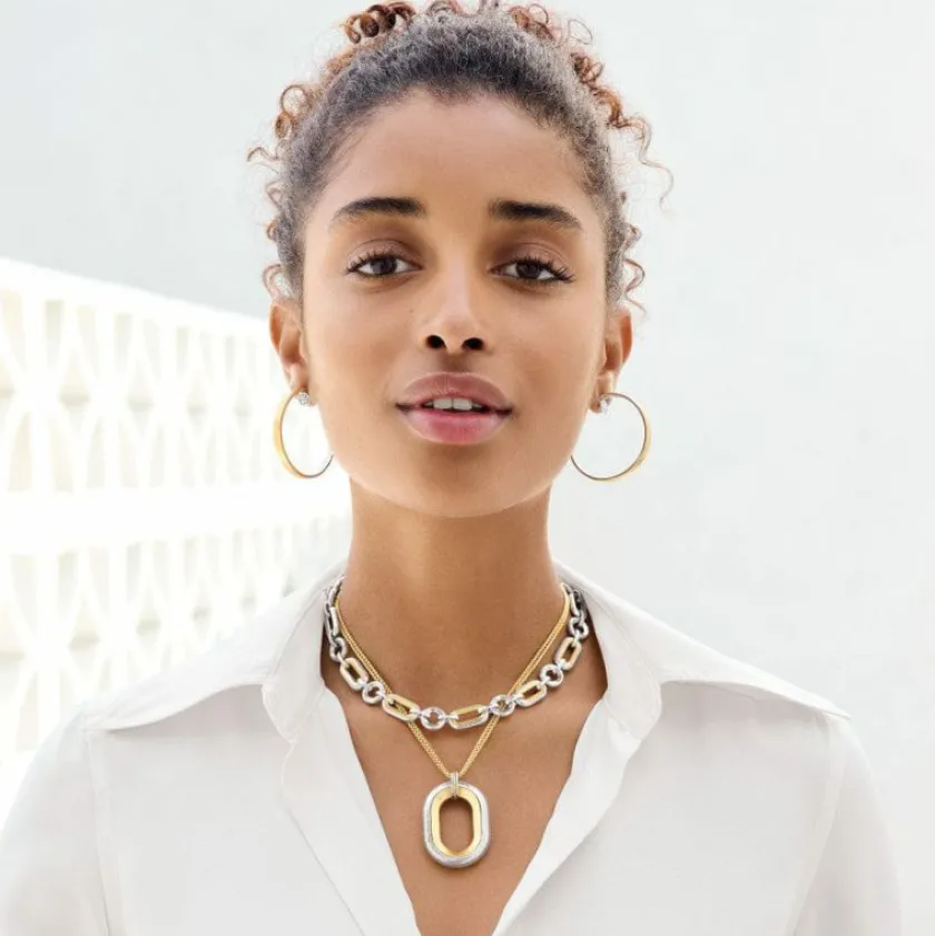 Brighton Medici Two Tone Convertible Necklace Silver-Gold Outlet
