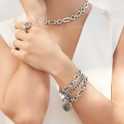 Brighton Medici Two Tone Link Bracelet Silver-Gold Outlet