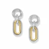 Brighton Medici Two Tone Link Post Drop Earrings Silver-Gold Outlet