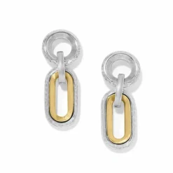 Brighton Medici Two Tone Link Post Drop Earrings Silver-Gold Outlet