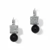 Brighton Meridian Bead Leverback Earrings Black-Silver Outlet