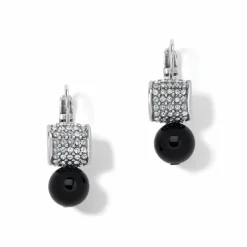 Brighton Meridian Bead Leverback Earrings Black-Silver Outlet