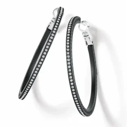 Brighton Meridian Eclipse Large Hoop Earrings Black New
